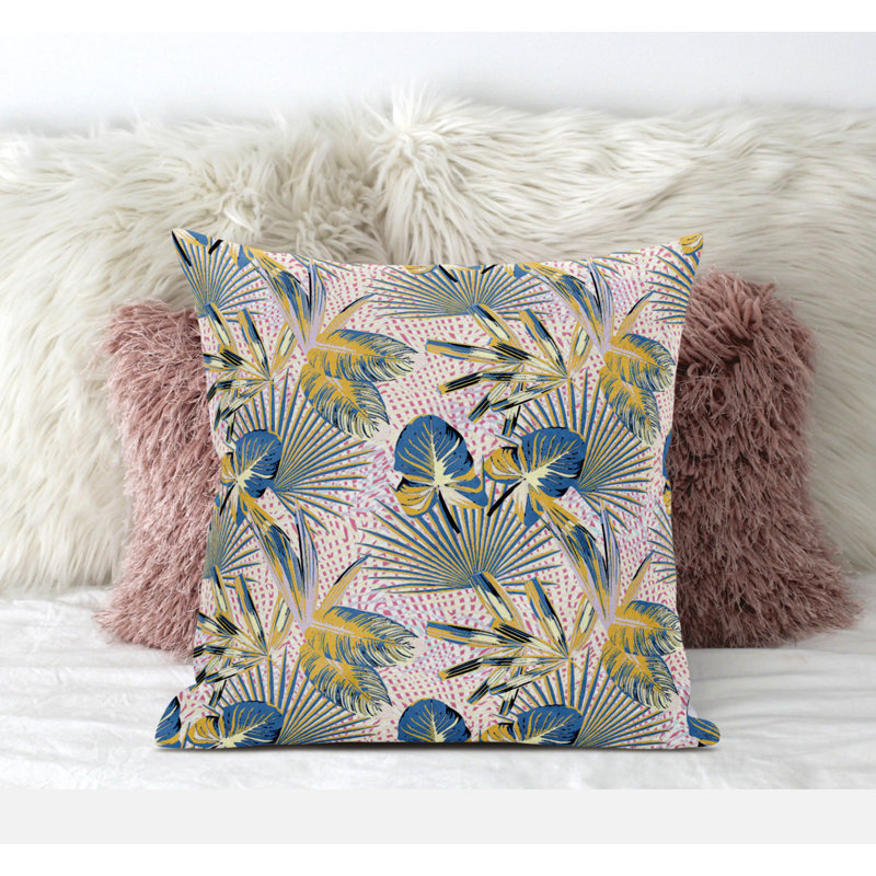  Coussin en suède illusion avec insert Illusion, Bleu/doré, H 18 po x l 18 po