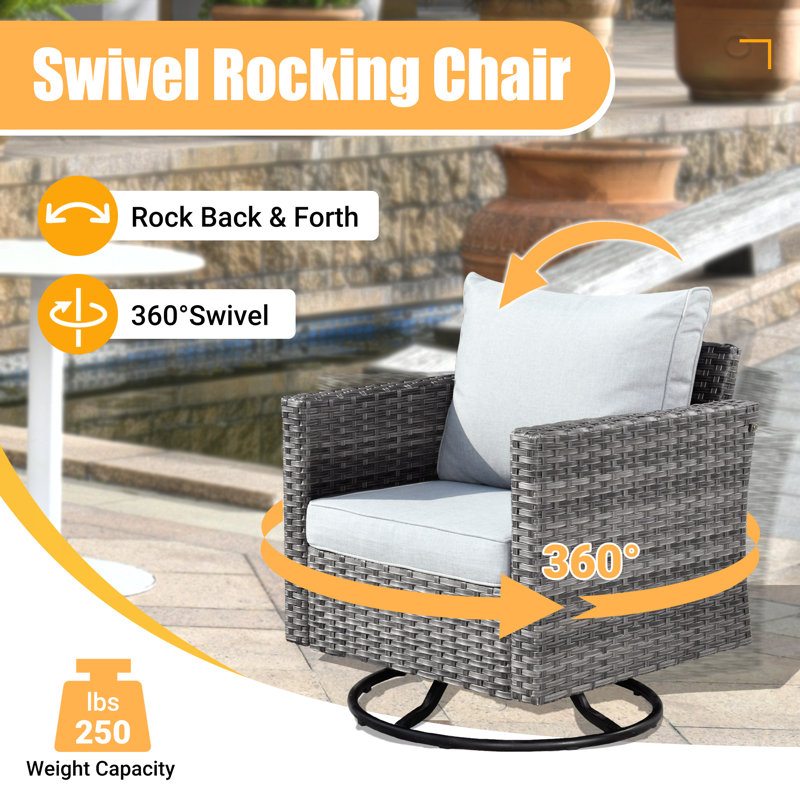 Kiontae 6 - Person Patio Conversation Set with Cushions, Gray