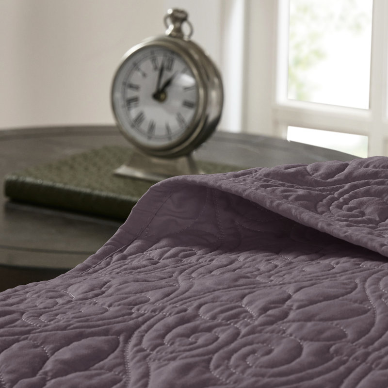 Grand couvre-lit réversible mauve - Matelassé pour un look élégant Rembourrage en coton prélavé