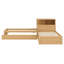 Élégant lit en forme de L avec bureau intégré, tablettes de rangement, lit gigogne et lumières DEL-155741061