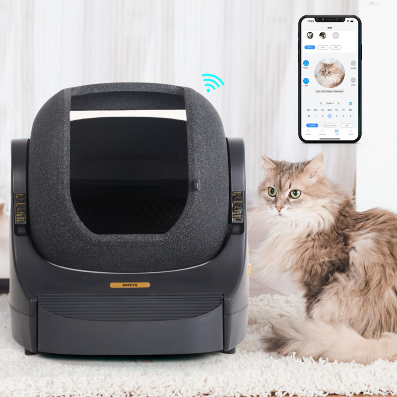 Der Vierbeiner Open-top Automatic Cat Litter Box, Self Cleaning Cat Litter Box For Multiple Cats, App Control Smart Cat Litter Box With Mat