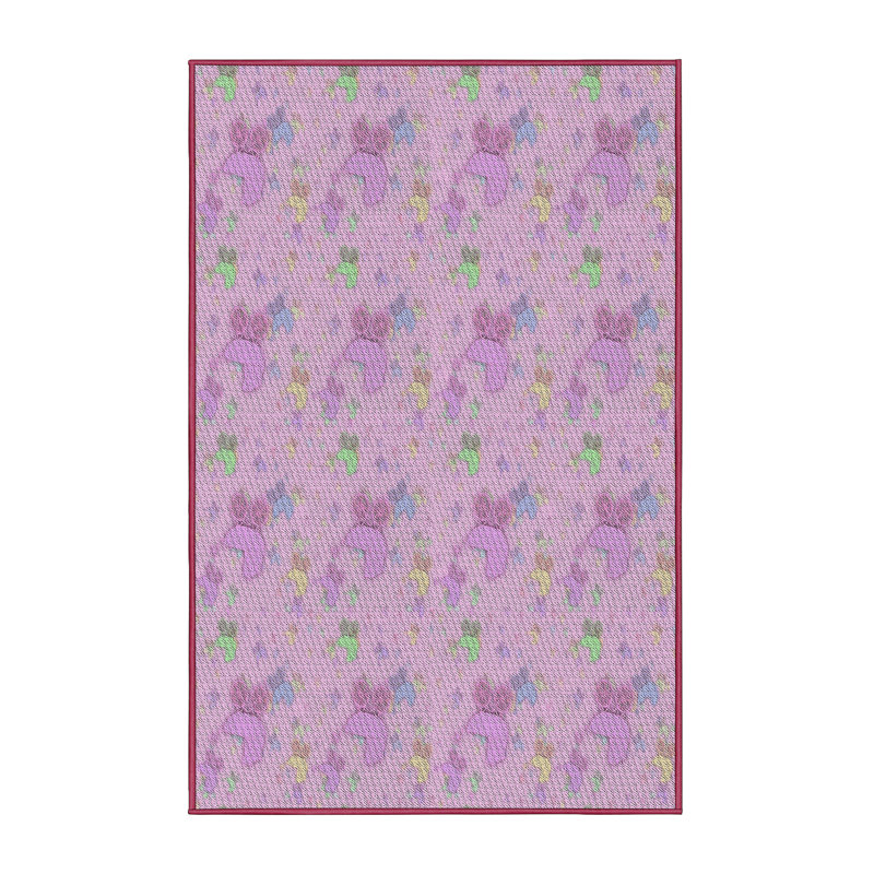 Tapis mauve/vert à motifs, Rectangle 2 pi x 3 pi
