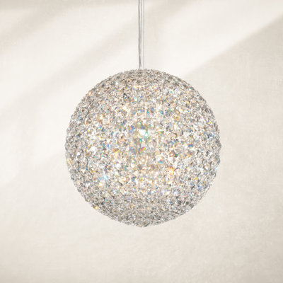 Da Vinci 12 Light 12in x 12in Pendant in Polished Stainless Steel with Clear Optic Crystals