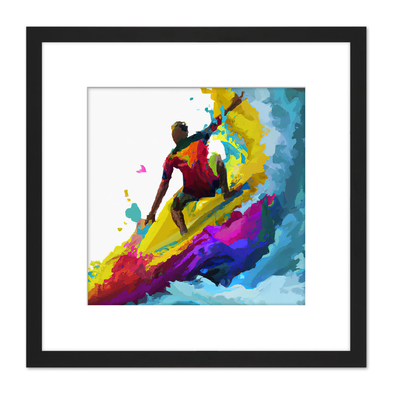 Surfer Cutback In Motion Abstract - Single Picture Frame Painting