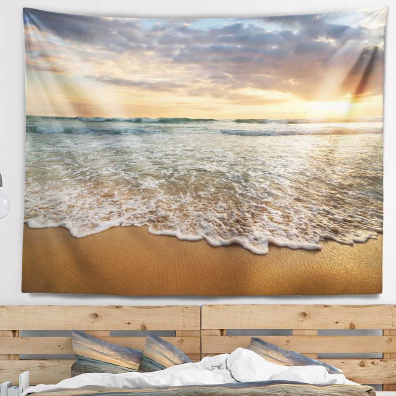 Tapisserie «Seashore Bright Cloudy Sunset in Calm Ocean», H 50 po x l 60 po