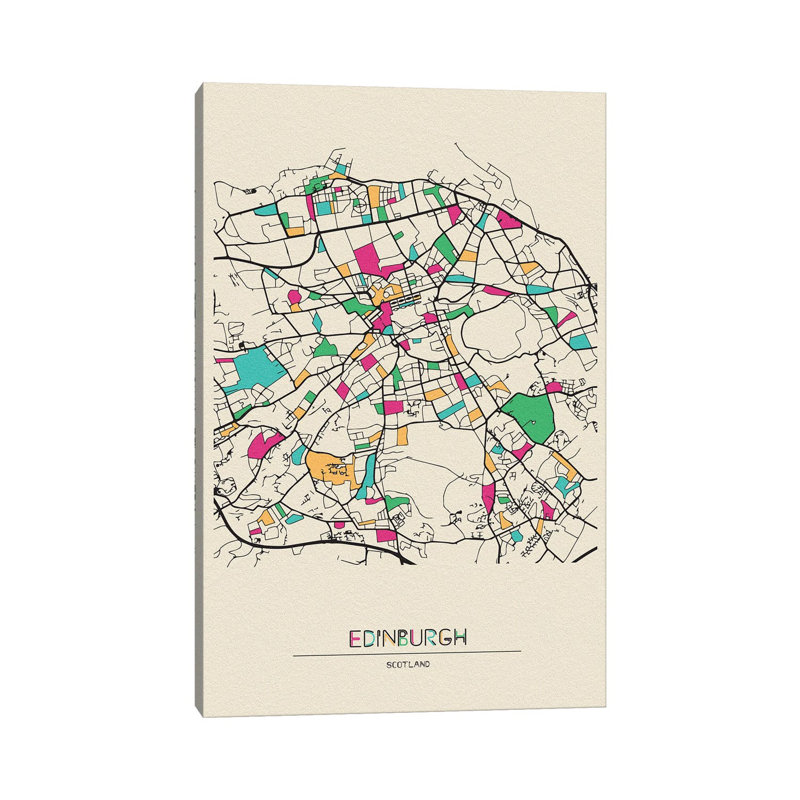 Edinburgh, Scotland Map - Wrapped Canvas Print, 101.6 cm H x 66.04 cm W
