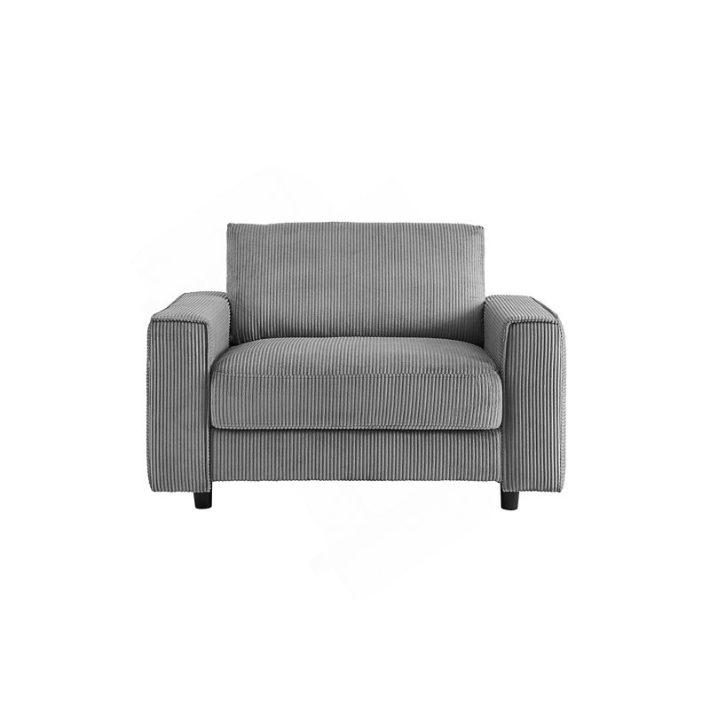 Chaise rembourrée en velours côtelé Modern, Polyester gris