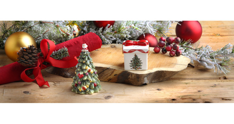 Spode Christmas Tree Fig S&P Tree & Gift Box