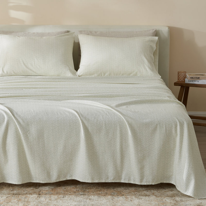 Ensemble de draps 100% coton, Ensemble de draps pour très grand lit + un drap-h, Géométrique - gris