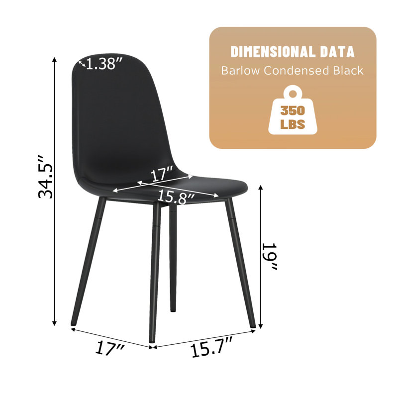 Upholstered Side Chairs With Metal Legs,Armless Dining Chair For Living Room,Kitchen,Dining Room, 6, Black