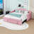 Twin Upholstered Daybed with Pop Up Trundle, USB Port and Side Pockets-473966414
