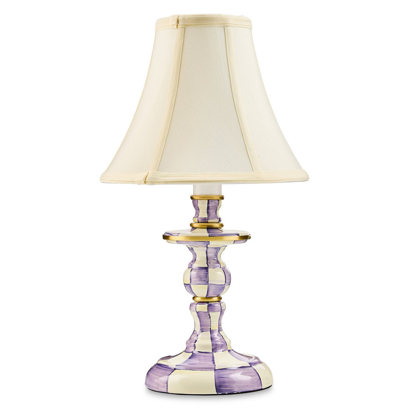 Violet Check Candlestick Lamp