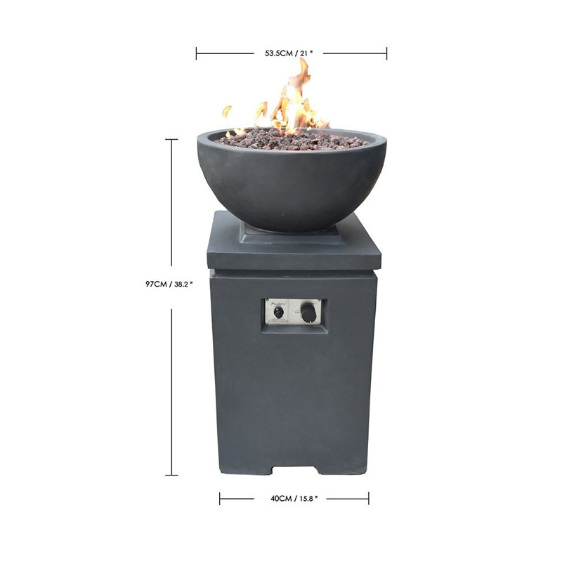 Athislus Liquid Concrete Column Fire Pit, Dark Gray