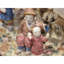 Porcelain House Figurine With Bronze Accents