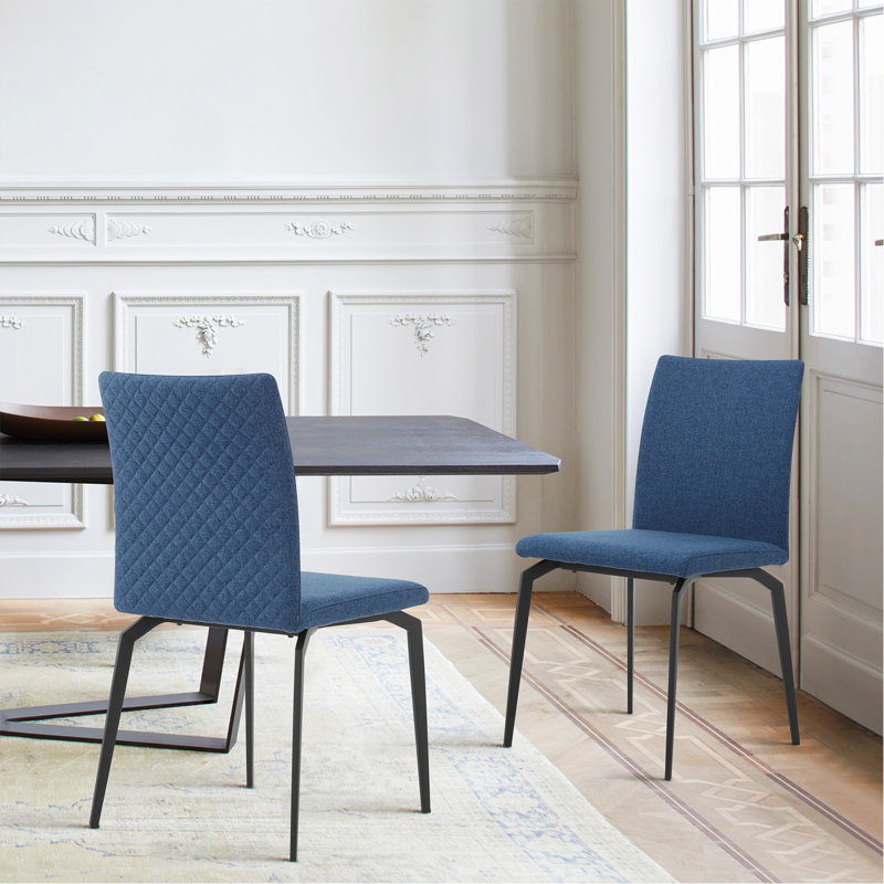 Chaises de salle à manger en tissu bleu et métal - ensemble de 2