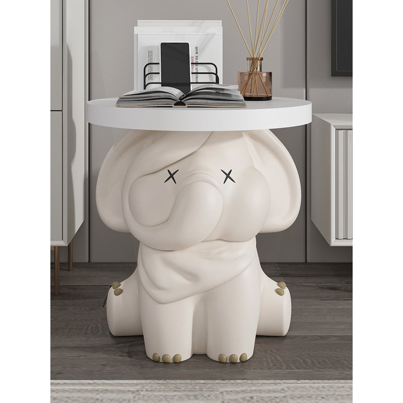 Éléphant en résine de couleur crème avec plateau pour articles de décoration intérieure