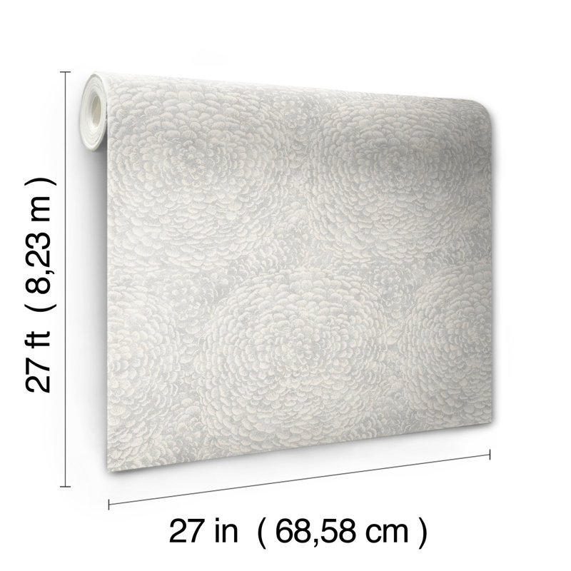Papier peint Floret, gris