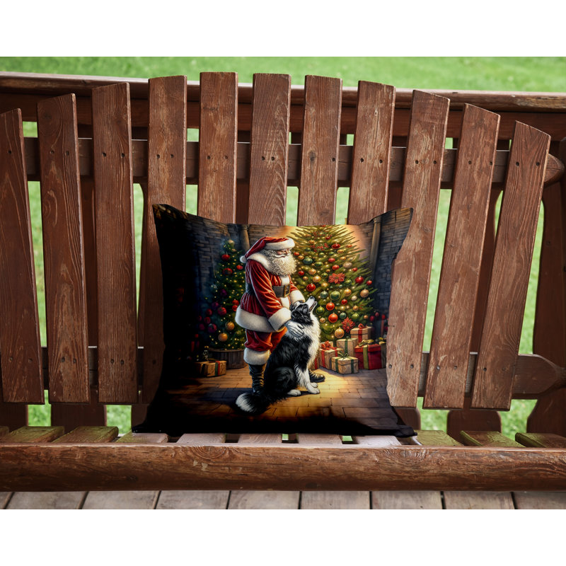 Coussin Border Collie and Santa Claus, H 14 po x l 14 po