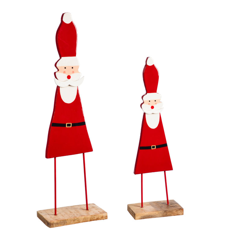 Ensemble de 2 décorations de table de père noël en bois