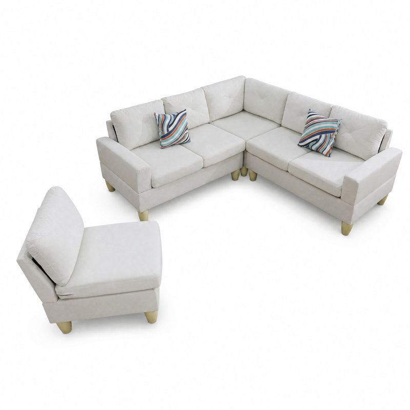 Ensemble de canapés 4 pièces Massa en flanelle, beige