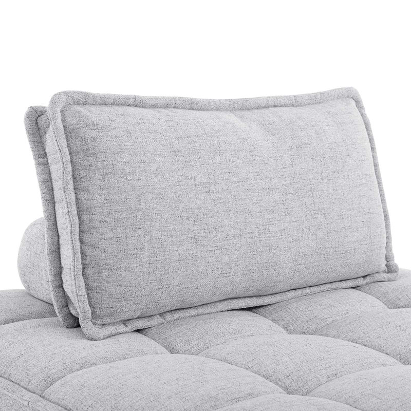 Canapé modulaire en tissu capitonné 5 pièces Saancer, Polyester gris clair