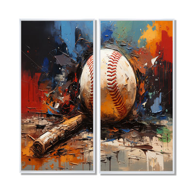 Baseball Collage II - décoration murale moderne multicolore