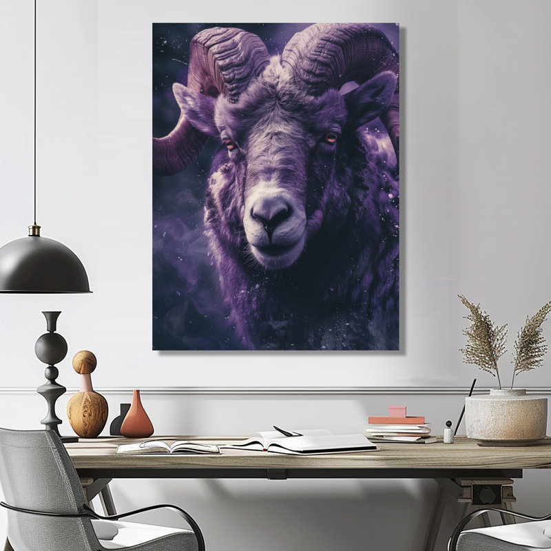 Astrologie mauve, audace astrale bélier - astronomie bélier, art mural, Toile tendue, H 24 po x l 32 po