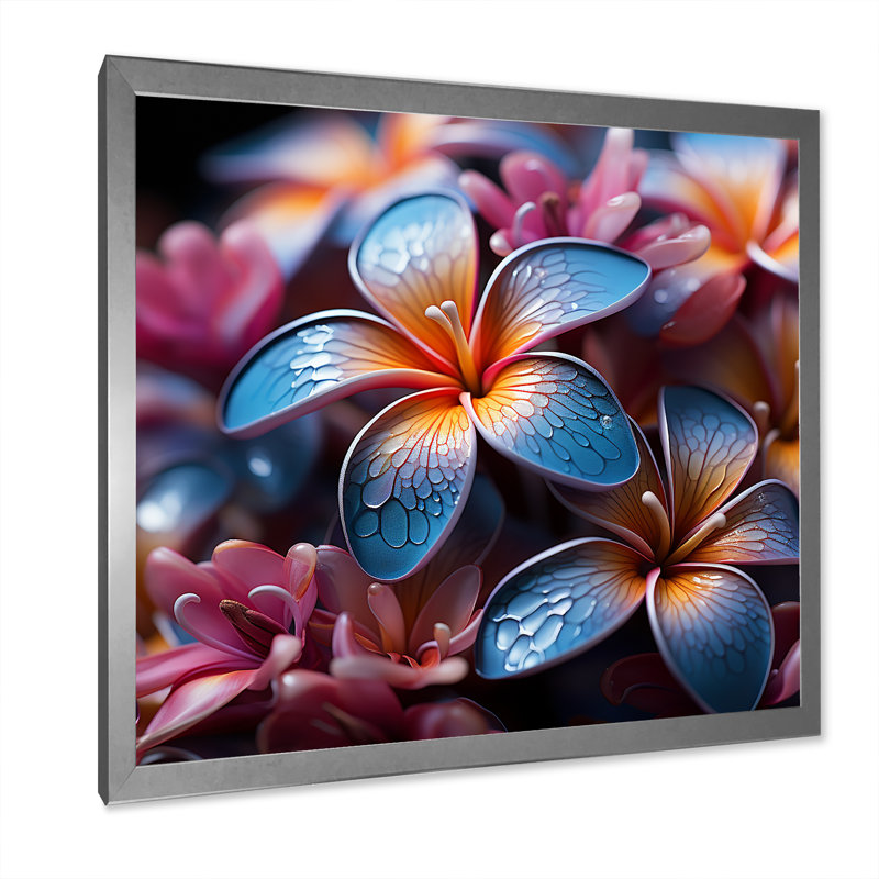 «Dreaming Plumeria Flowers Elegance», reproduction sur toile encadrée, Cadre simple argenté, H 30 po x l 30 po x P 1 po