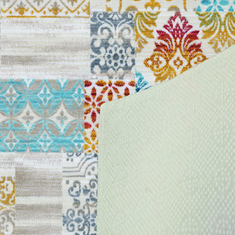 Luxurious Woven Area Rug, 5.9 x 9.2 ft, 100% Polyester, Antibacterial | Non-Slip PVC Felt Dot Underside, 0.3 in Pile Height | Machine Washable, 3D Digital Print, Perfect for Living Room & Bedroom Décor