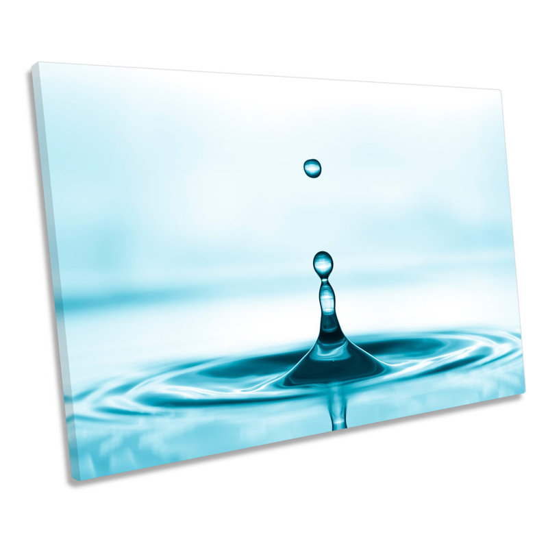 Blue Bathroom Water Drop - Wrapped Canvas Print, 30.5cm H x 45.7cm W x 2cm D