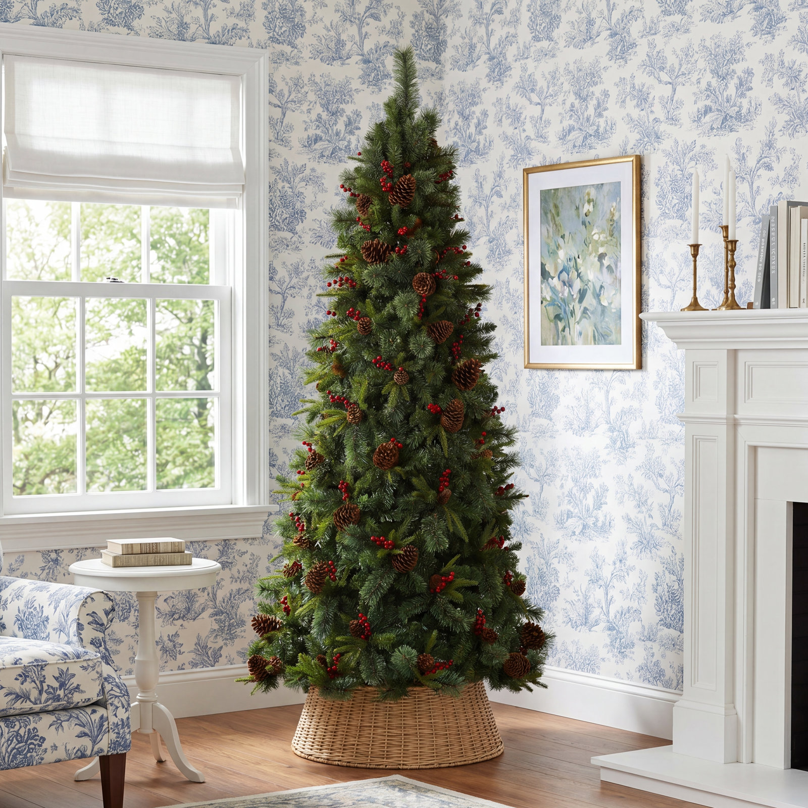 Lighted Artificial Christmas Tree, 7.5' H