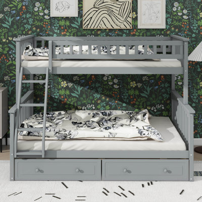 Twin-Over-Full Convertible Bunk Bed, Drawers Included