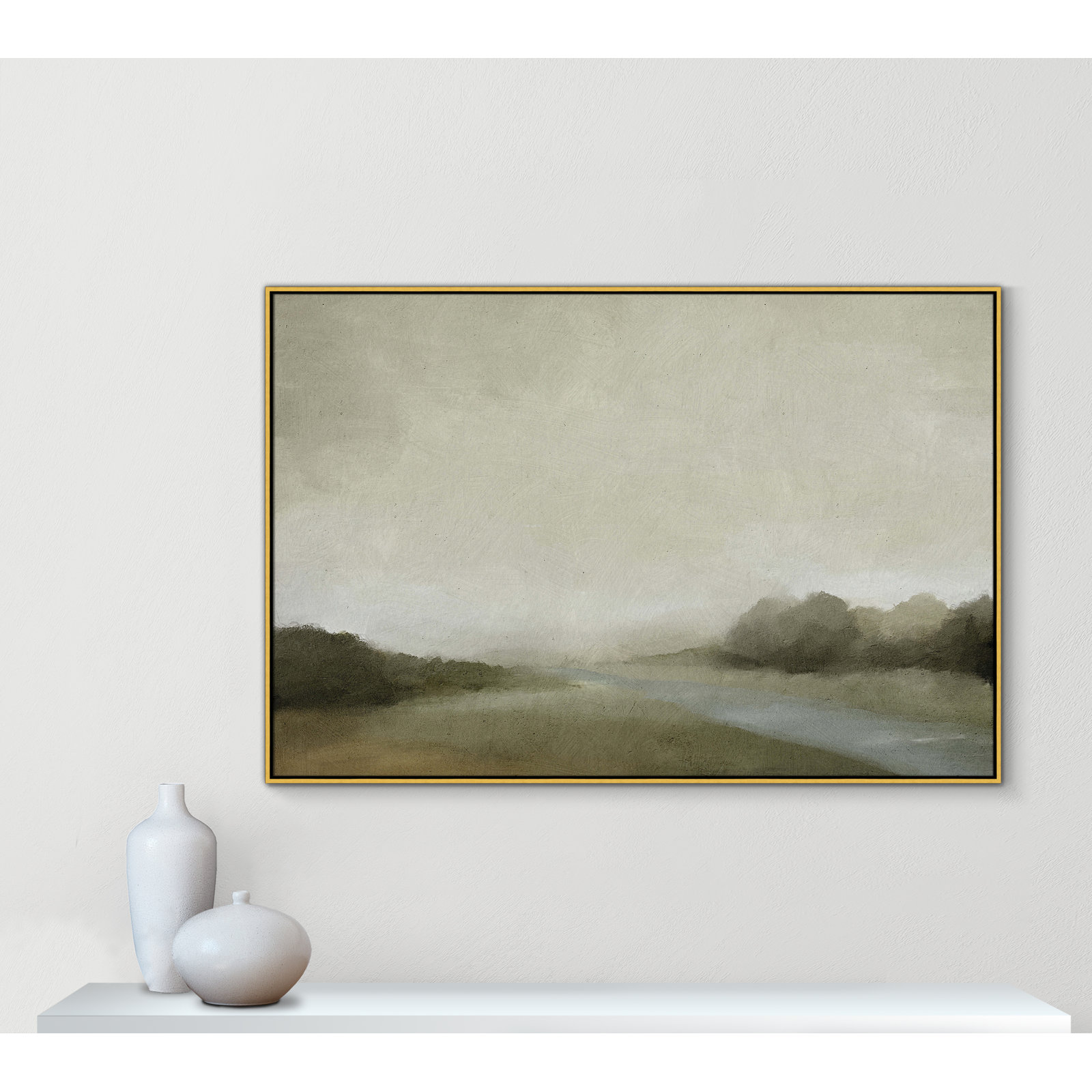 Vanora "Lovers Creek" Painting, 41.5" H x 61.5" W, Gold