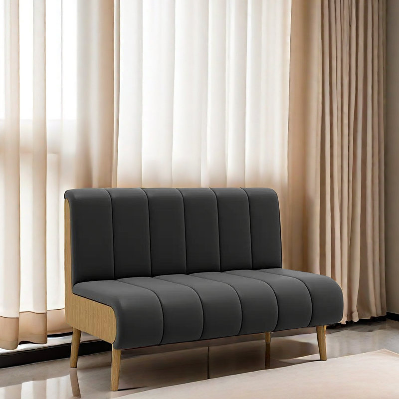 Banc rembourré en similicuir Marlese, Gris foncé