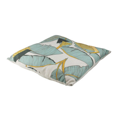 18" Green and Yellow Tropical Banana Leaf Square Throw Pillow