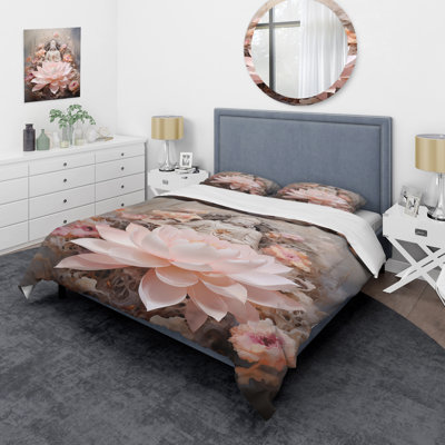 Pink Buddhism Lotus Of Wisdom - Buddhism Duvet Cover Set - Microfiber Polyester