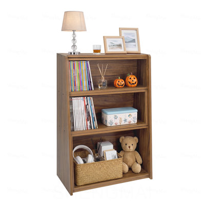 Bibliothèque en bois extensible, bibliothèque convertible 3-en-1 pour les petits espaces, bibliothèque à 3 niveaux pour salon, bureau, chambre à coucher
