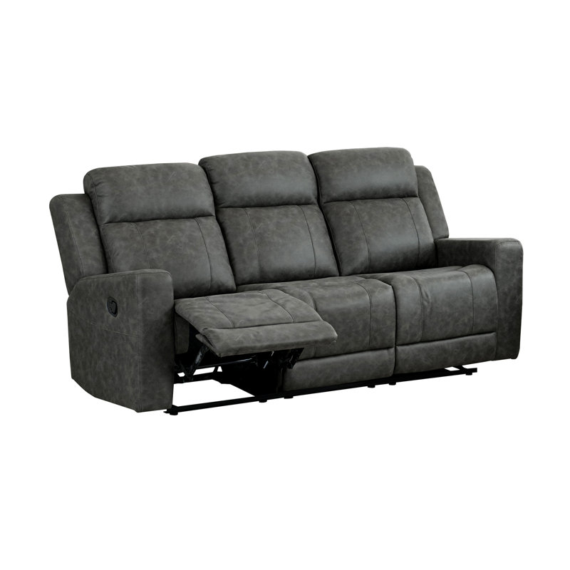 Canapé inclinable double, microfibre polie gris anthracite, Charcoal
