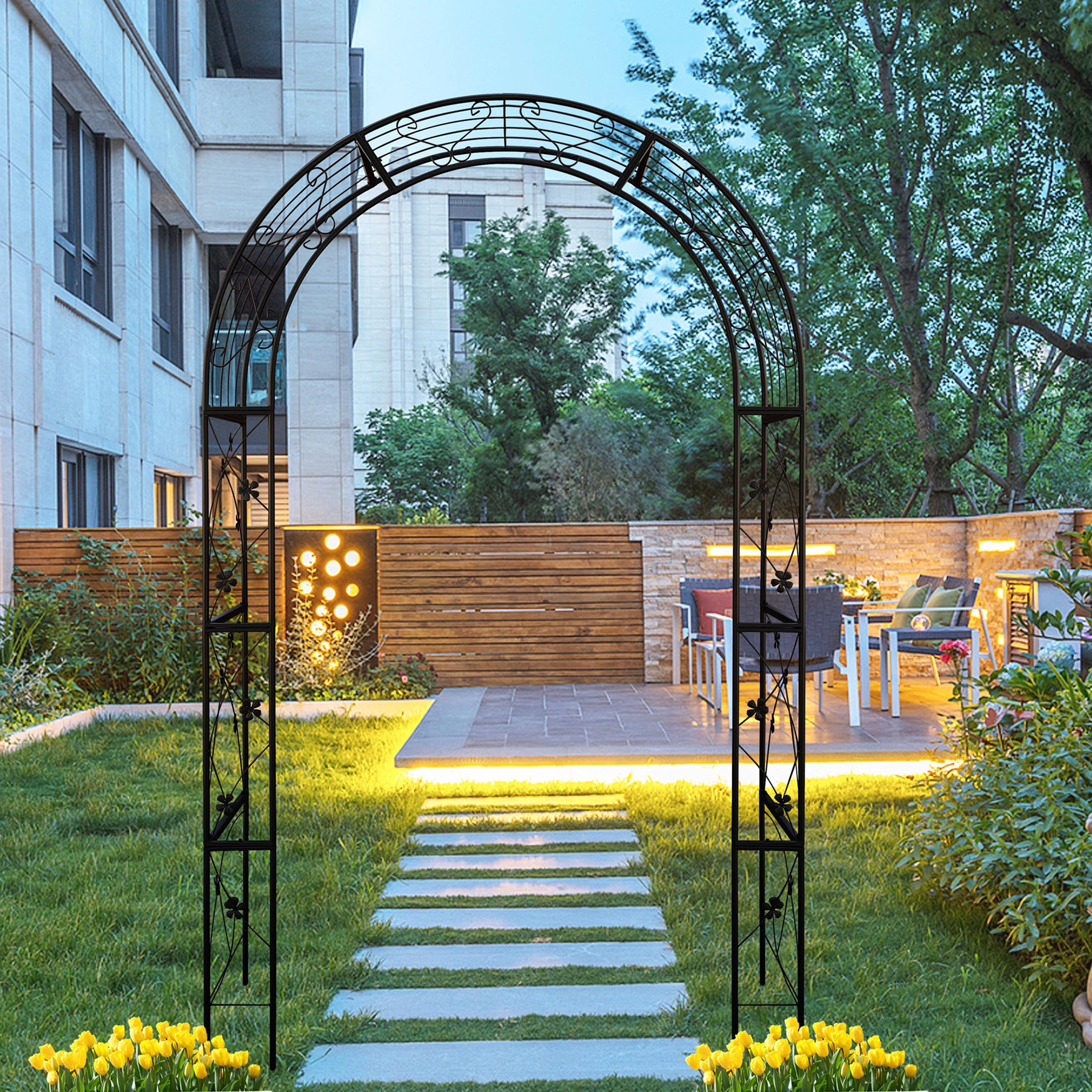 Lark Manor™ Metal Garden Arch Garden Arbor Trellis Climbing Plants ...