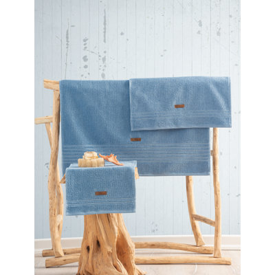 Ensemble de serviettes de luxe (3 pièces), bleu | 100% coton, serviette de bain 29,5 x 59,1 pouces, serviette à main 19,7 x 35,4 pouces, débarbouillette 11,8 x 19,7 pouces | Lavable à la machine, ultra-doux et absorbant, parfait pour un spa à domicil