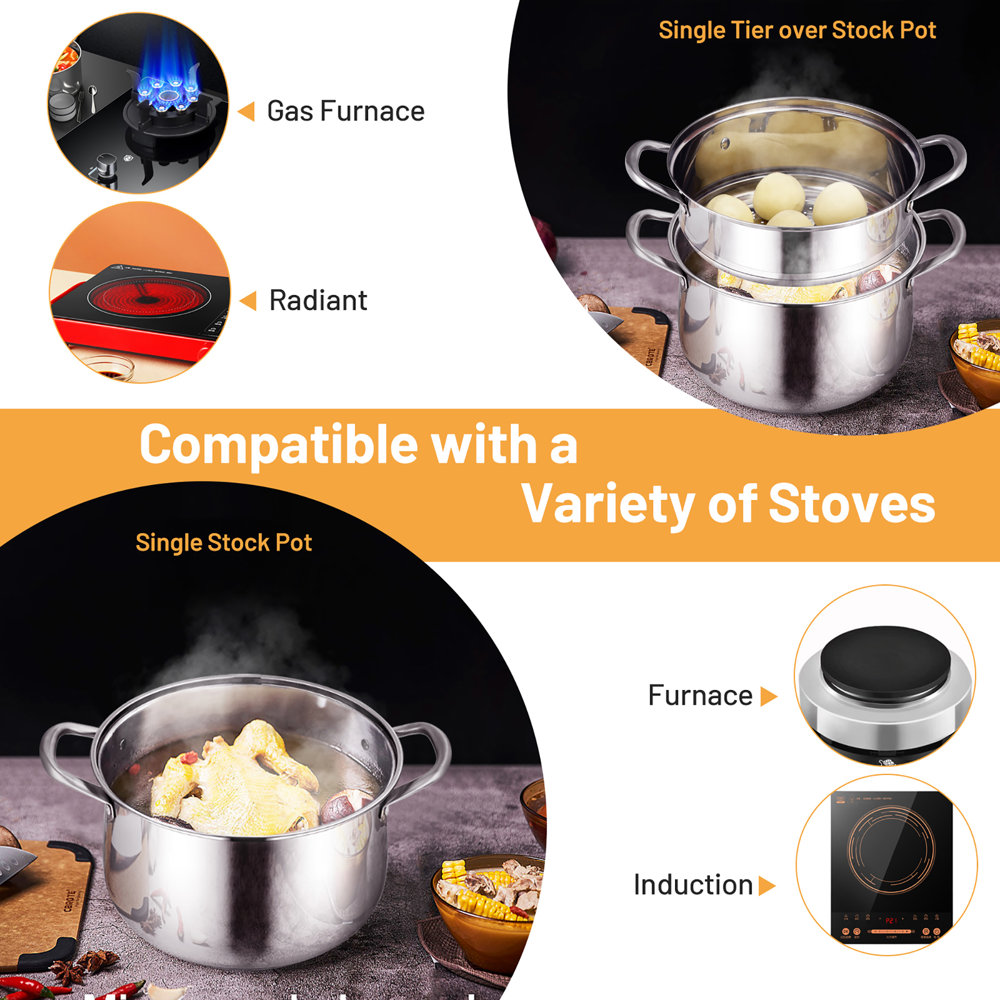 Costway 6.2 Quarts Stainless Steel Steamer Pot