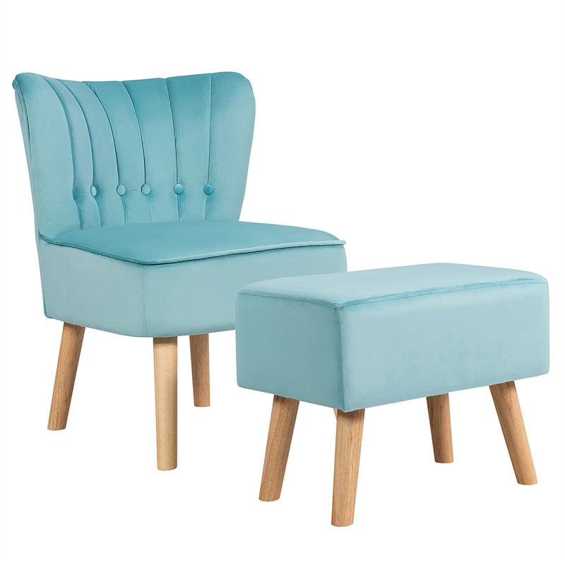 Fauteuil de chambre avec repose-pieds Abarca, Vert