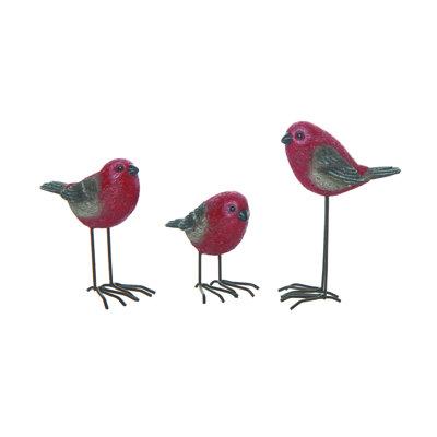  Resin 5.5 in. Multicolor Spring Leggy Grosbeak Birds Set of 3