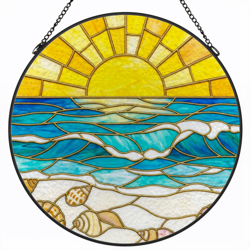 Panneau de vitrail en verre coloré 7,8 po H, H 7,8 po x l 7,8 po