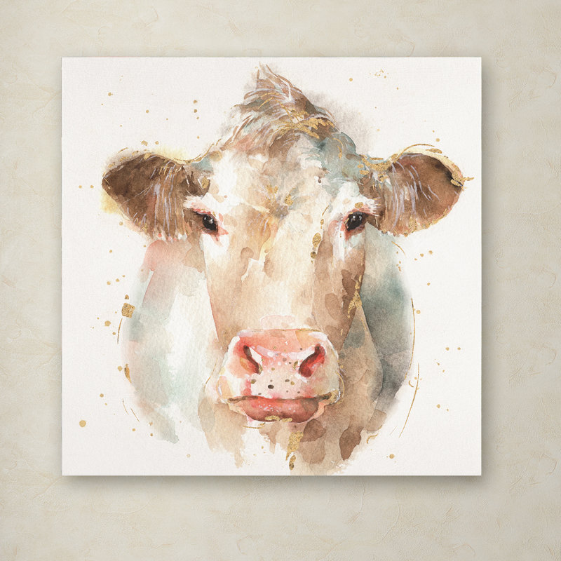 Farm Friends II Watercolor Cow Canvas Art