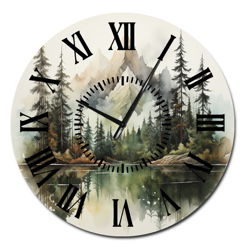 Horloge murale Watercolor Mountain Dreamscape - Mountain, Surdimensionné