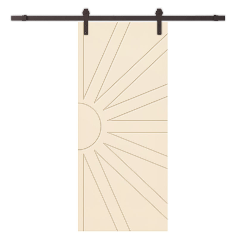 Porte de grange à panneaux et en bois avec quincaillerie d'installation, 24 po x 80 po, Beige, Café noir