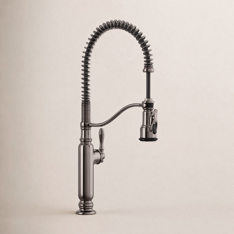 Tournant Single Handle Pull Down Kitchen Faucet, Vibrant Titanium
