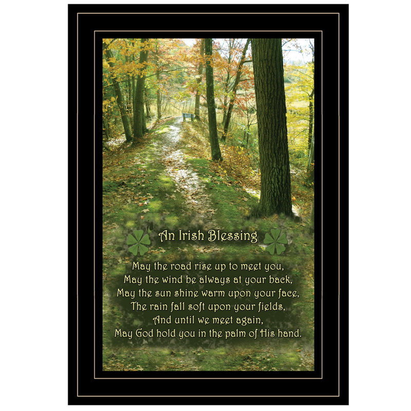 «Irish Blessing», reproduction encadrée prête à être accrochée, H 15 po x l 1 po x P 11 po, Noir