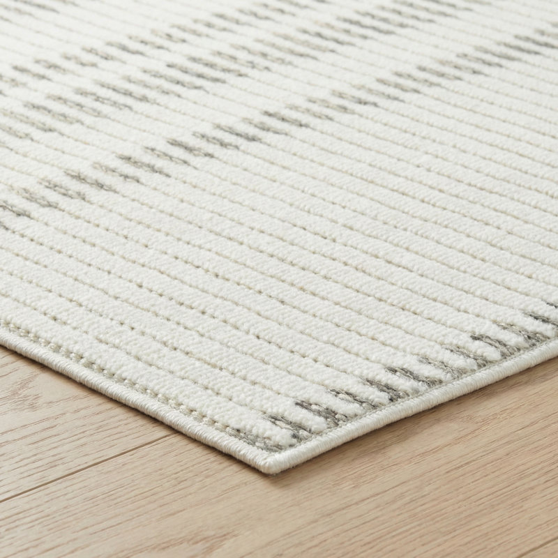 Rug Branch Paige 5' x 7' (5'3" x 7'1") Cream/Beige Striped Indoor Area Rug, Contemporary, Low Pile, Stain-Resistant Carpet - Living Room, Bedroom, Dining Room, and Kitchen